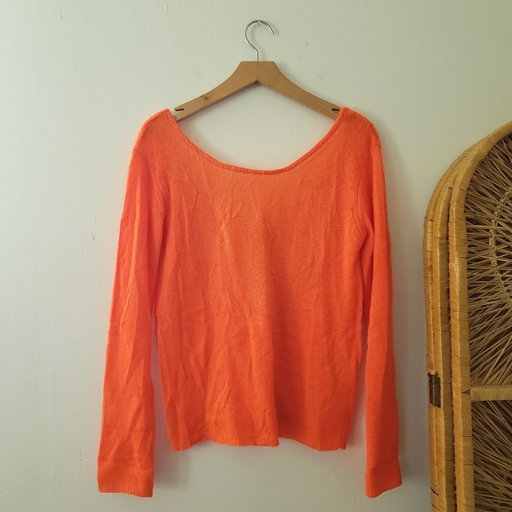 Brodie Cashmere Orange Scoop Neck Sweater
